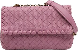 Bottega Veneta Pre-owned Shoulder Bags, female, Pink, Size: ONE SIZE Pre-owned Woven Leather Top Handle Bag