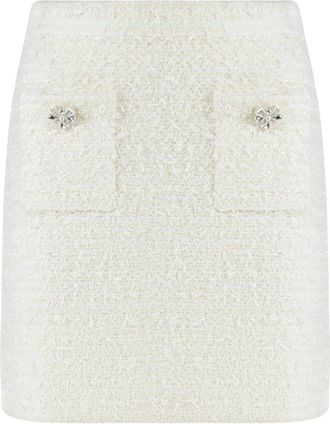 Self Portrait Gebreide Mini Rok - Dames - Korte rokken - Beige - M - Katoen - Rokken
