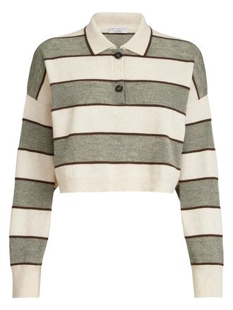 Brunello Cucinelli Polo a righe - Toni neutri