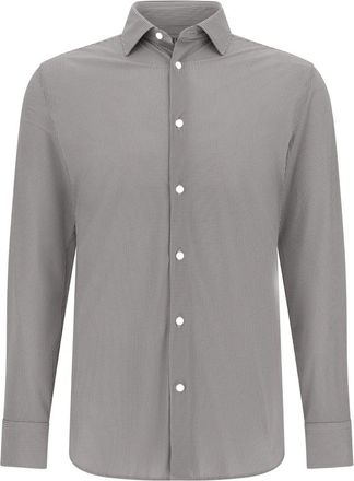 Boggi Milano Overhemden, Heren, Bruin, XL, Nylon, B Tech Slim Fit Stretch Nylon Overhemd