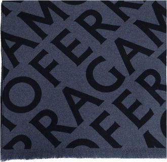 Ferragamo Wollen Sjaal met Monogram - Heren - Wintersjaals - Blauw - ONE Size - Wol - Accessoires