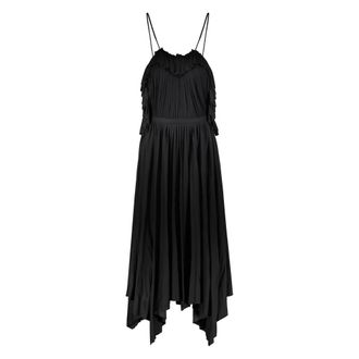 Philosophy di Lorenzo Serafini Stijlvolle Geplooide Jurk met Open Rug - Dames - Casual kleedjes - Zwart - M - Kleedjes