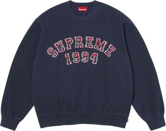 SUPREME SS26 Plaid Arc Crewneck Navy SUP-SS26-133-NVY