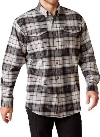 Ariat Rebar Durastretch Flannel Work Shirt In Charcoal