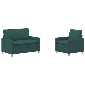 vidaXL Set Di Divani 2 Pz Verde Scuro Tessuto Vidaxl