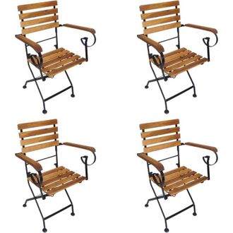vidaXL Sillas De Jard&iacute;n Plegables 4 Pcs Acero Y Madeira Acacia Solid