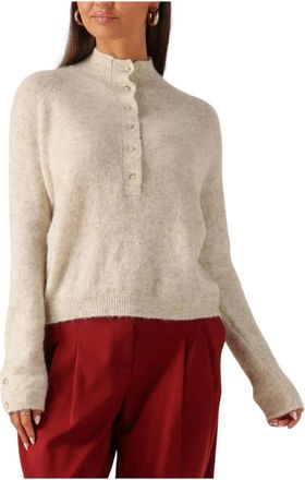 Moss Copenhagen Beige Pullover voor Stijlvolle Winterdagen - Dames - Coltruien - Beige - L/Xl - Truien & Vesten
