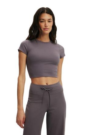 Cotton On Womens Active Ultra Soft Cropped Fitted Tshirt in Violet Grey at Nordstrom, Size Xx-Small