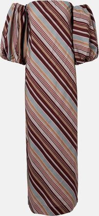 Adriana Degreas Striped off-shoulder cotton-blend maxi dress