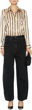 L'agence Tyler Long Sleeve Blouse In Almond/black Stripe