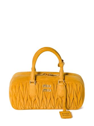 Miu Miu Arcadie matelassé leather handbag - women - Lambskin - One Size - Yellow