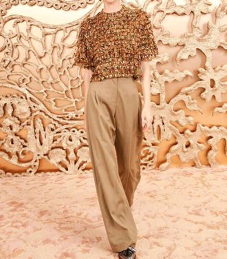Ulla Johnson Carmella Crinkle Chiffon Blouse In Tigers Eye