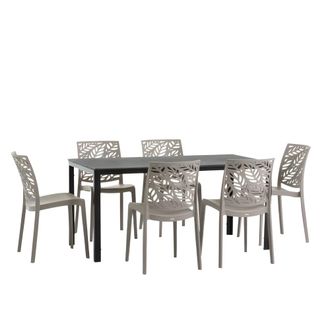 Siediti Fuori e Dentro Conjunto mesa rectangular antracita y 6 sillas de resina t&oacute;rtola