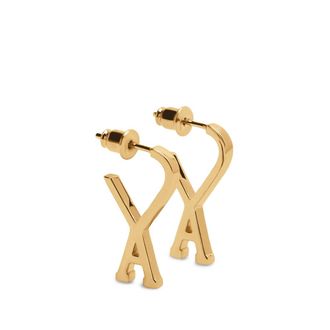 Ami Brass Small Ami De Coeur Hoops