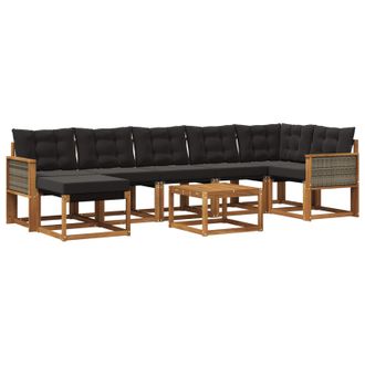 vidaXL Vidaxl Set Di Divani Da Esterno 8 Pz Naturale E Nero