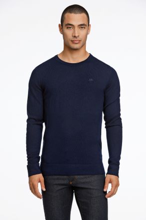 Lindbergh Rundhalspullover LINDBERGH, Herren, Gr. XXL, blau (navy), Strick, Obermaterial: 50% Wolle, 50% Polyacryl, unifarben, regular fit taillenbedeckt, Rundh