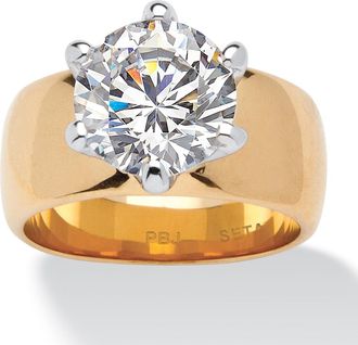 Palm Beach Jewelry 4 TCW Round Cubic Zirconia Solitaire Ring in 18k Gold-Plated
