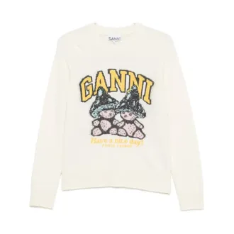 Ganni Jumpers - female - Ganni - Round-neck Knitwear - Beige - XS - Knitwear