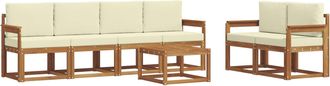 vidaXL Conjunto De Sof&aacute;s De Exterior 7 Uds. Natural Y Crema Vidaxl