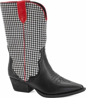 Corkys Footwear Womens Somebodys Problem Boots In Black/white Houndstooth