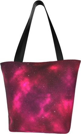 AOOEDM Tote Bag Pink Galaxy Shopping Bags Small Reusable Market Bag Beach Tote Bags Travel Totes