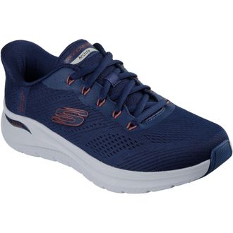 Skechers Arch Fit 2.0 Lestur Textiel Heren Marineblauw/rode Sneakers