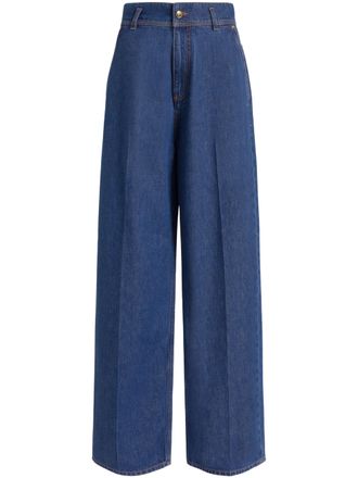 Alberta Ferretti Wide-Leg Denim Trousers with High Waist