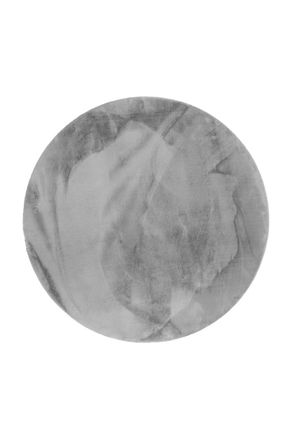 Esprit Alfombra redonda de piel de conejo artificial suave gris D200