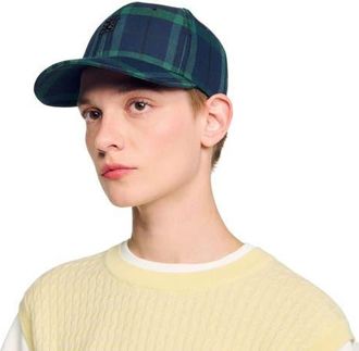 Sandro Checked cap in Green /Blue at Nordstrom