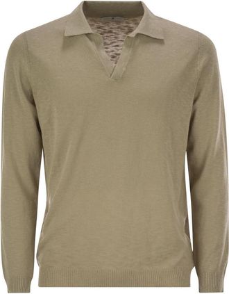 Pantaloni Torino Buttonless Collar Cotton Polo Shirt