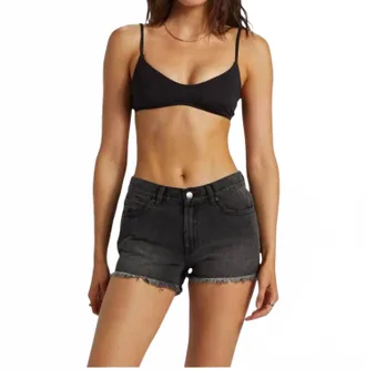 Billabong Drift Away Raw Hem Shorts In Black Rinse