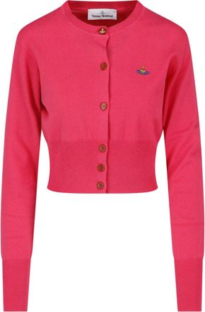 Vivienne Westwood Fuchsia Cashmere-Blend Orb Cropped Cardigan