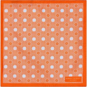 Robert Talbott York Geo Herringbone Pocket Square in Orange at Nordstrom