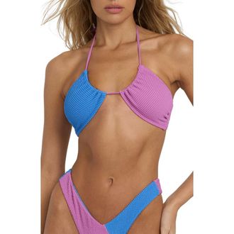 Billabong Summer Hi Drew Bandeau Bikini Top in Blue Multi at Nordstrom Rack, Size X-Small