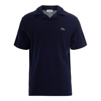 Lacoste Polo Shirts, male, Blue, Size: L/XL Classic Fit Cotton-Linen Polo