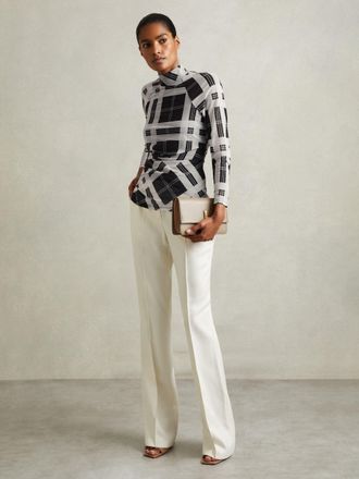 Reiss Black & white Checked Ruched Top, 4