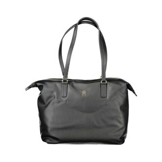 Tommy Hilfiger Shoulder Bags, female, Black, Size: ONE SIZE Tommy Hilfiger Black Polyester Women Handbag