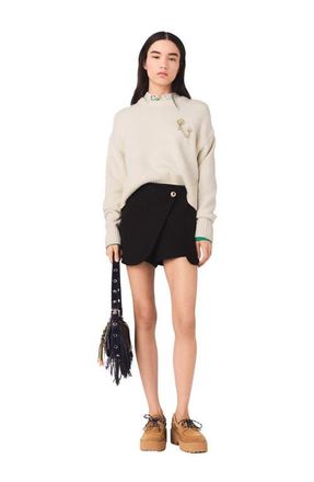 Maje Layered-effect suit shorts in Black at Nordstrom, Size 36 Eu