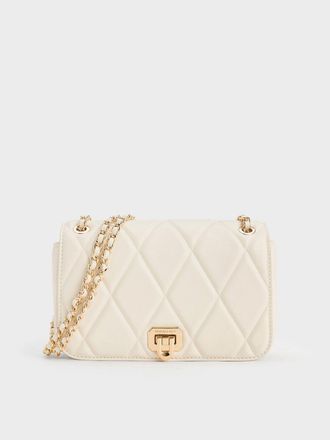Charles & Keith Arwen Diamond-Quilt Braided-Strap Shoulder Bag