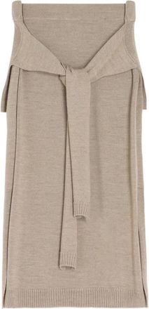 Christophe Lemaire Gebreide midi-rok met trompe loeil - Beige