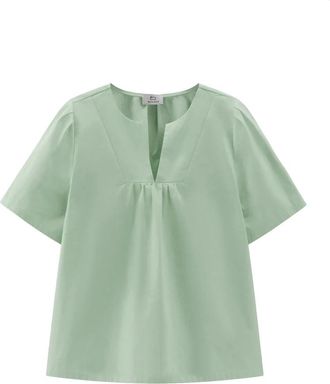 Woolrich Lichtgewicht Katoenen Poplin Blouse - Dames - Blouses - Groen - M - Katoen - Overhemden