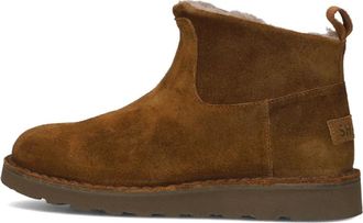 Shabbies Amsterdam Schoenen, Dames, Bruin, 37 EU, Su&egrave;de, Bruine Su&egrave;de Enkellaarzen met Faux Fur Voering