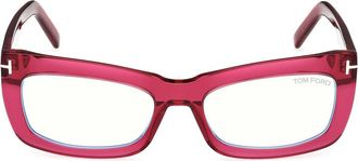 Tom Ford 55mm Rectangular Blue Light Blocking Glasses in Fuchsia/Blue Block at Nordstrom