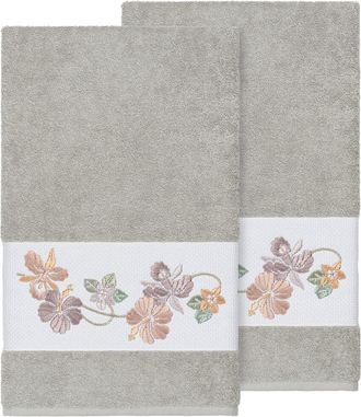 Linum Home Textiles 100% Turkish Cotton Caroline 2Pc Embellished Bath Towel Set