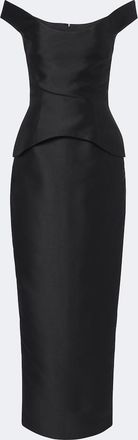 Solace London Pieta off-shoulder peplum satin gown