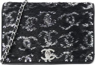 Chanel Black Spangles Chain/Shoulder Wallet (Pre-Owned)