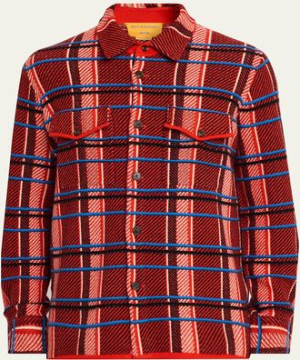 Guest In Residence Mens Windowpane Cashmere Work Shirt