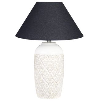 Beliani Beliani - L&aacute;mpara De Mesa De Cer&aacute;mica Beige Crema Negro 56 Cm Pantalla De Tela Telire