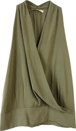Ramy Brook Green Sleeveless Silk Wrap Style Top Size S