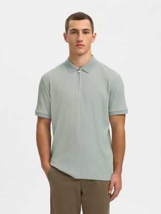 Selected Poloshirt SELECTED SLHFAVE STRUCTURE SS POLO NOOS, Herren, Gr. XXL, aqua gray, Jersey, Obermaterial: 45% Polyester, 41% Baumwolle, 14% Elasthan, unifa